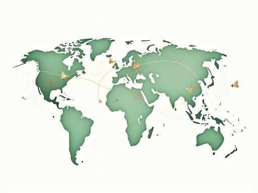 En världskarta med flygrutter som illustrerar global handel.